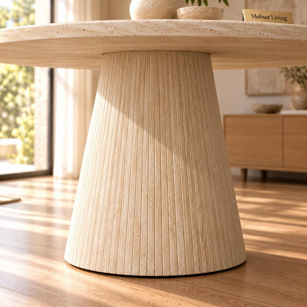 Japandi Eettafel travertin rond 130 cm - Kimberly
