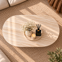 Ovale Japandi salontafel – Travertin zwarte - Mella