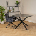 Eettafel rond marmerlook zwart 