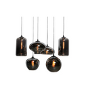 Hanglamp 6 smoke bollen ovaal plaat 