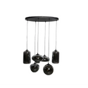 Hanglamp 6 smoke bollen ovaal plaat 