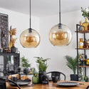Eettafel hanglamp 2 Amber bollen