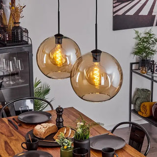 Eettafel hanglamp 2 Amber bollen