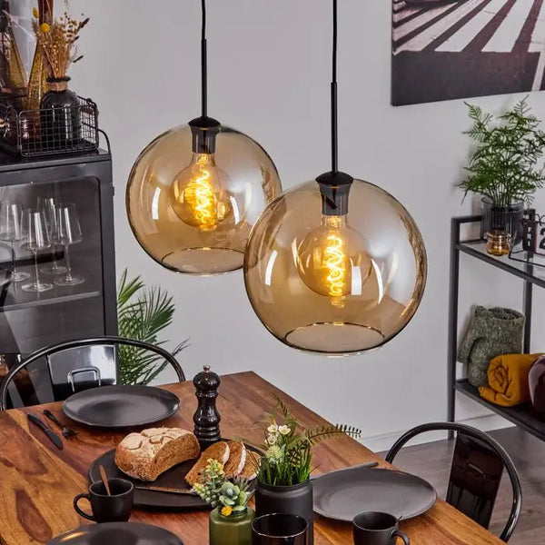 Eettafel hanglamp 2 Amber bollen