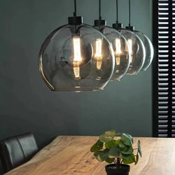hanglamp eettafel 4 bolen smoke  glas