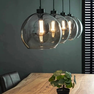 hanglamp eettafel 4 bolen smoke  glas