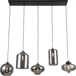 Eettafel hanglamp 5 smoke bollen