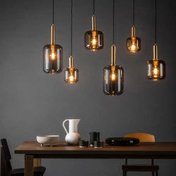 eettafel hanglamp lange smoke bollen 