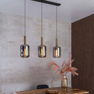 Exclusieve hanglamp boven eettafel smoke glas