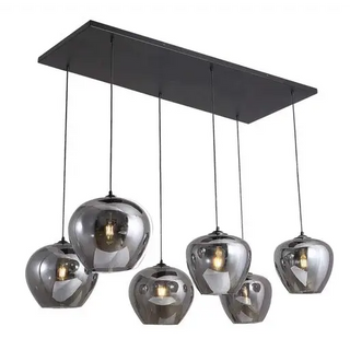 Hanglamp boven de eettafel 6 appel smoke bollen