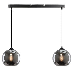 Hanglamp boven eettafel 2 smoke bollen