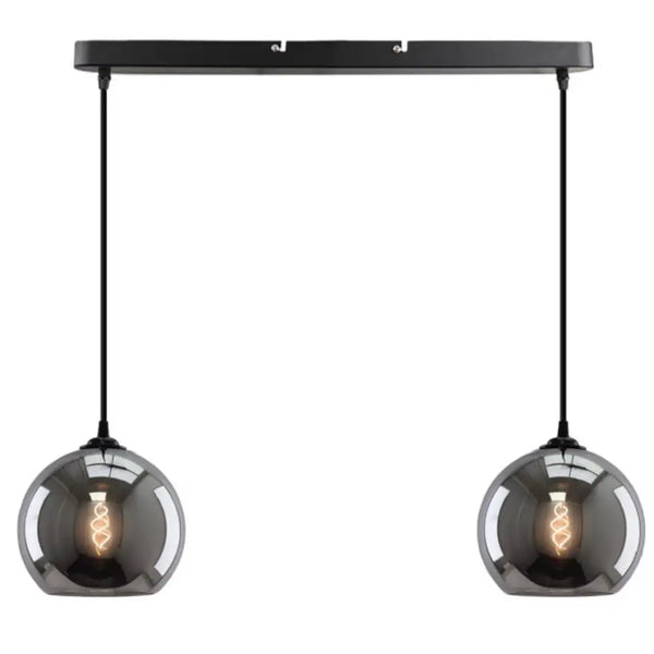 Hanglamp boven eettafel 2 smoke bollen
