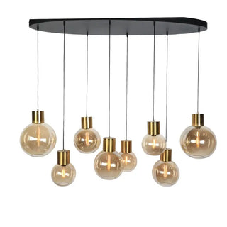 Hanglamp eettafel ovaal amber bollen