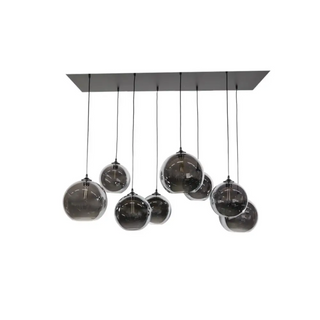 Hanglamp voor boven de eettafel met bollen van smoke glas