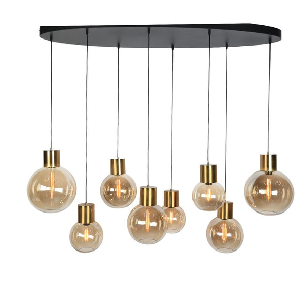 Hanglamp eettafel ovaal amber bollen