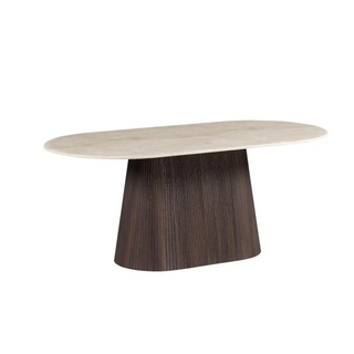 Japandi eettafel ovaal bruin
