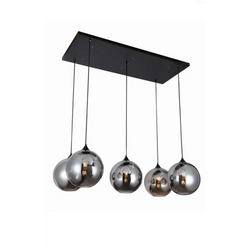 Eettafel hanglamp 5 bollen smoke glas 
