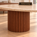 Salontafel Japandi travertin 2 potig bruin Ovaal 130 cm - Kimberly