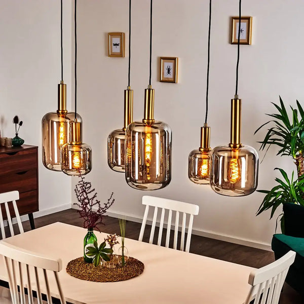 Luxueuze eettafel hanglamp 6 smoke bollen