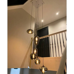 Vide hanglamp 6 mix bollen smoke glas