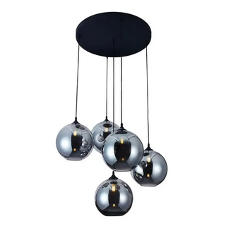 Hanglamp 5 bollen smoke glas - Mobset Home