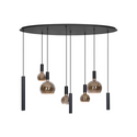 Ovalen plaat eettafel hanglamp met spots