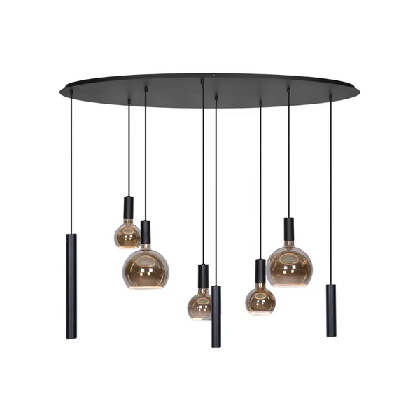 Ovalen plaat eettafel hanglamp met spots