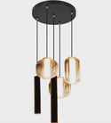 Amber Hanglamp Rond – 3 Glasbollen in Verschillende Vormen + 2 Buisspots
