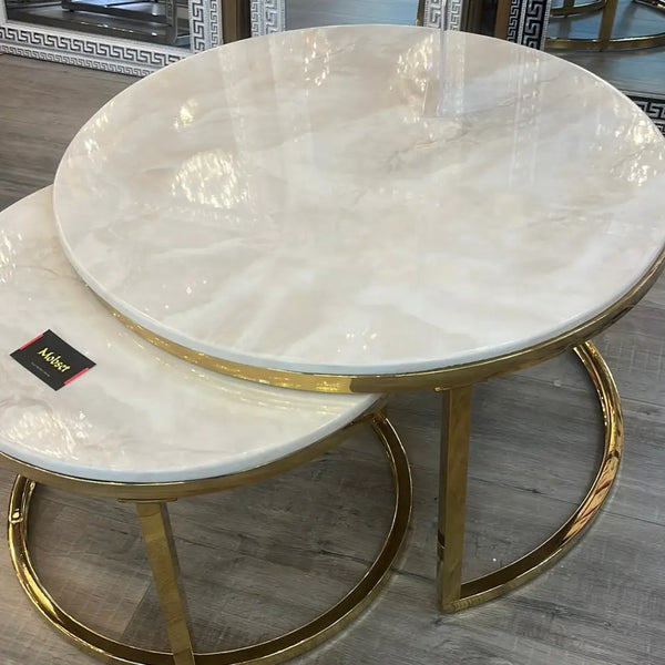 Salontafels marmerlook Curve goud