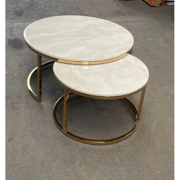 Salontafels marmerlook Curve goud