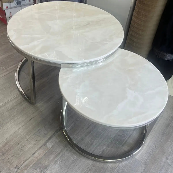 Salontafels marmerlook Curve zilver