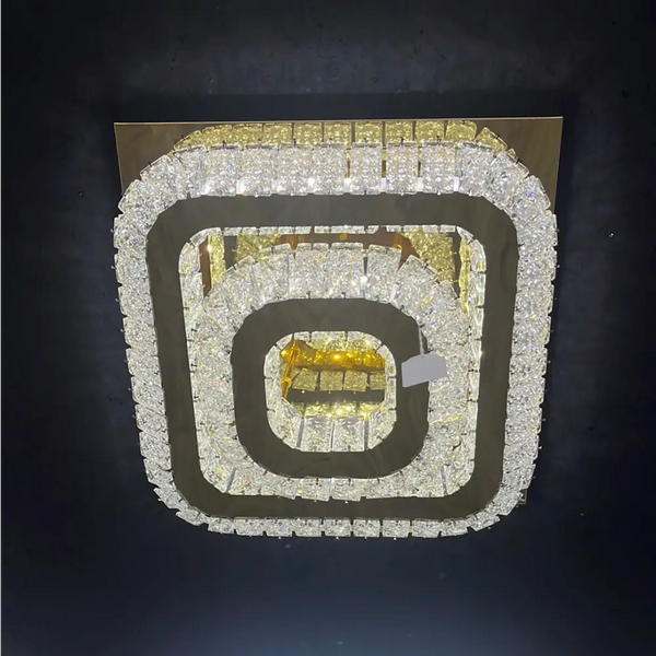 Stijlvolle Gouden Plafondlamp met Slimme LED Verlichting Vierkantig