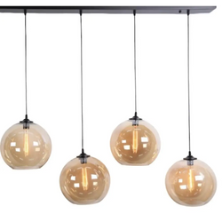 Eettafel hanglamp 4 bollen Amber glas - Mobset Home
