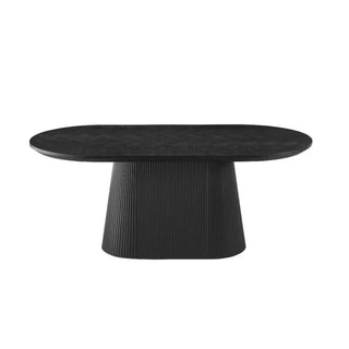 Zwarte Japandi eettafel ovaal