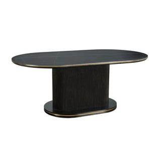 Zwarte Japandi eettafel ovaal