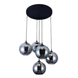 Hanglamp 5 bollen smoke glas - Mobset Home