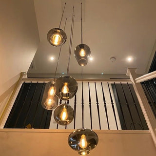 Vide hanglamp 6 mix bollen smoke glas